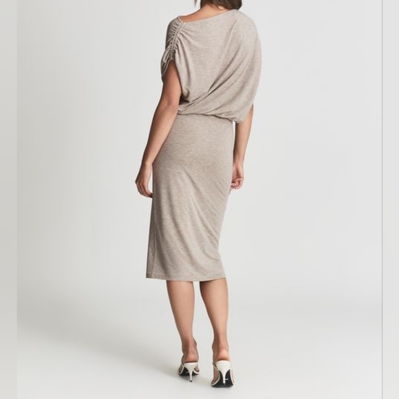 NWT REISS | Evelyn Drapey Jersey Dress - Nude - Picture 5 of 11